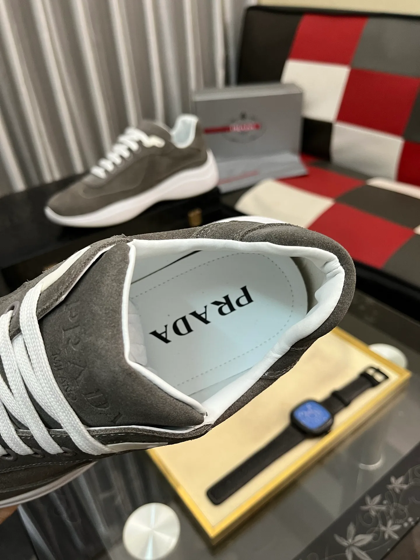 Men's shoes 💰400⌚️⌚️【PRADA】Prada casual shoes, originally developed 1:1, made of high-mercerized cowhide with imported cowhide, silk sheepskin lining, rubber outsole, comfortable and soft on the foot, size: 38-444️⃣Colors available